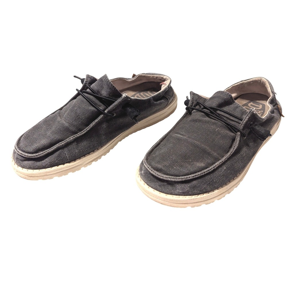 Hey Dude Wendy Chambray Off Charcoal Gray Slip On Loafers Shoes Womens 8‎